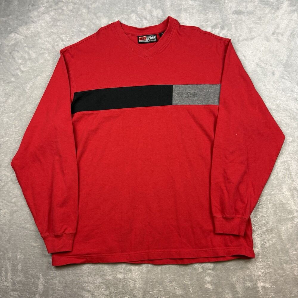 Structure Sport Colorblock Long Sleeve Shirt Men’s Large Red Black Gray